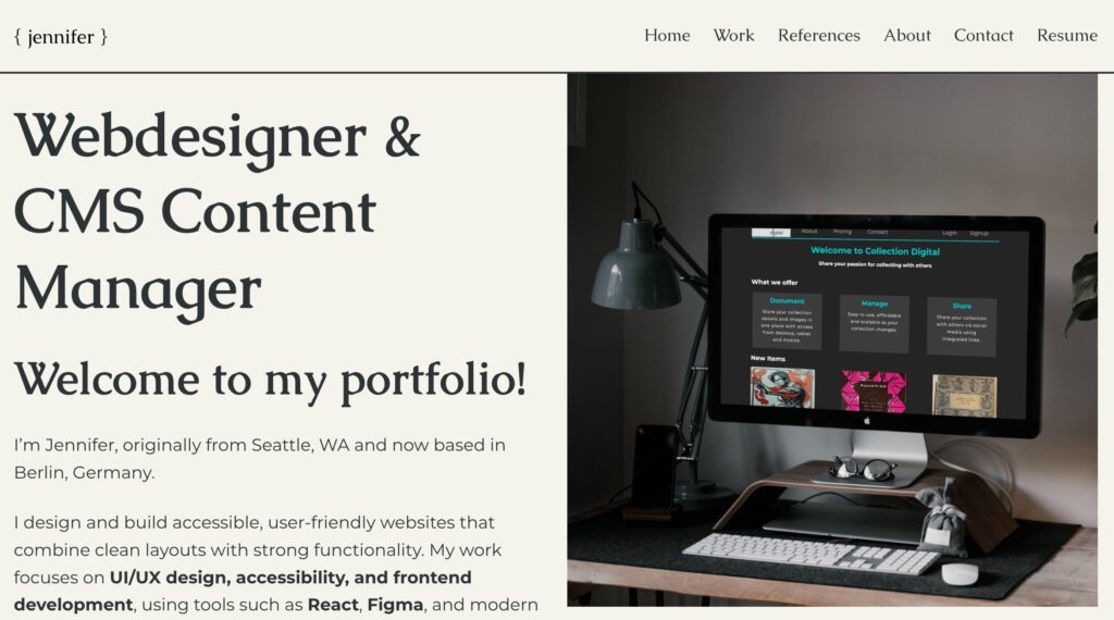 a screenshot of my WordPress Portfolio site Homepage
