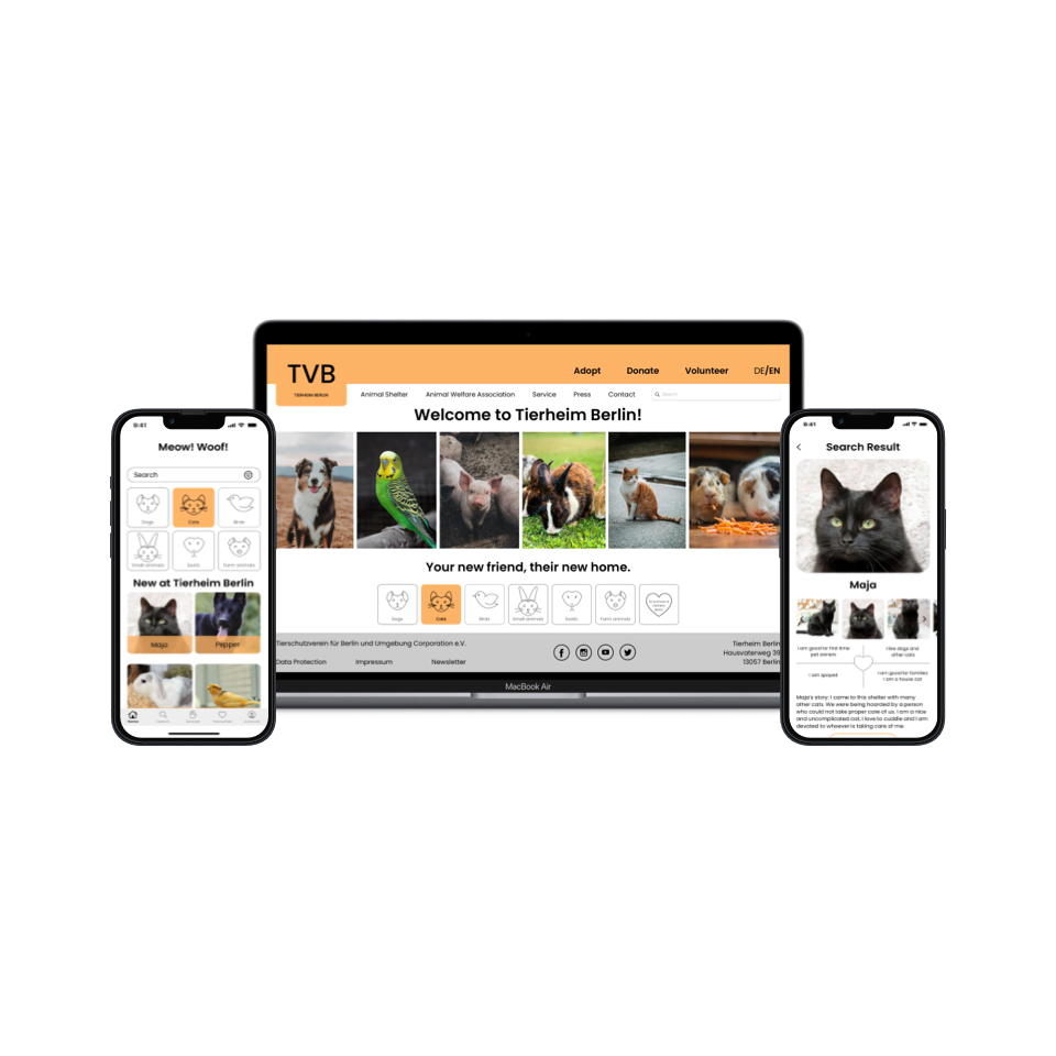 Mockup of website Tierheim Berlin