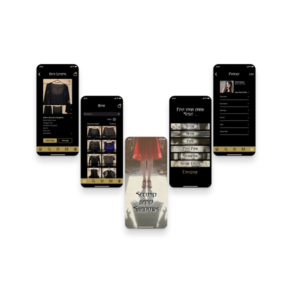 Mockup of website Second Hand Shadows