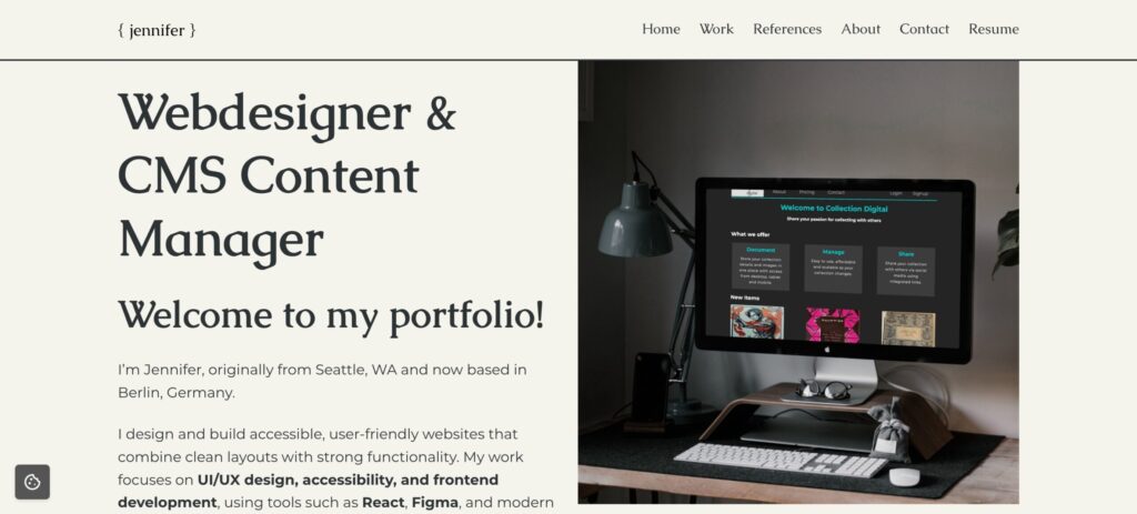 a screenshot of my WordPress Portfolio site Homepage