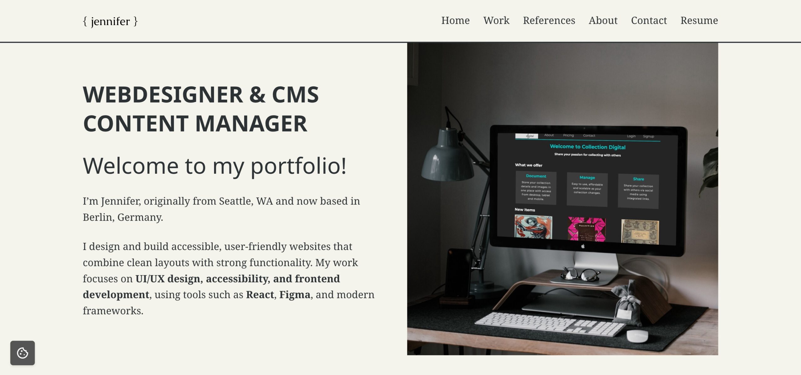 a screenshot of my WordPress Portfolio site Homepage