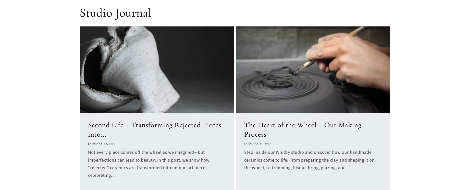 Ceramics studio journal with articles